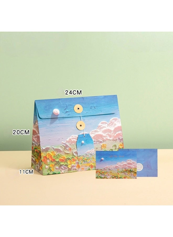 PAPERSAY 24cm Oil Painting Style National Day Gift Bag, Birthday Gift Box, Envelope Packaging Bag, Creative Paper Gift Bag, Holiday Gift Box, Gift Bag - Image 2